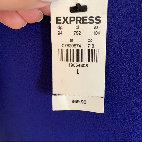 Express NWT Flutter Sleeve & Ruffle Hem Dress - Large - Blue - Picture 6 of 8